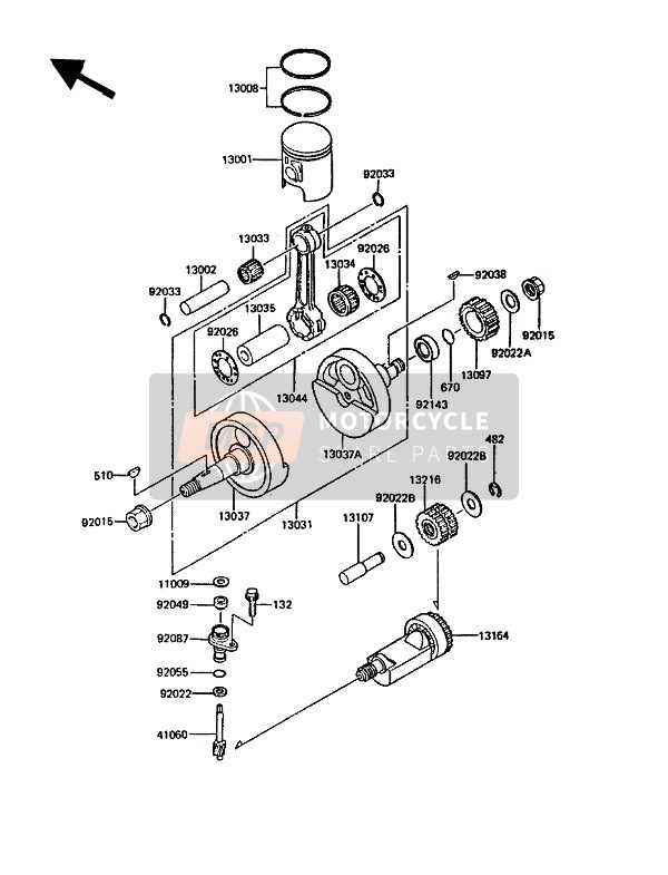 Kawasaki KMX125 1990 Crankshaft & Piston(S) for a 1990 Kawasaki KMX125