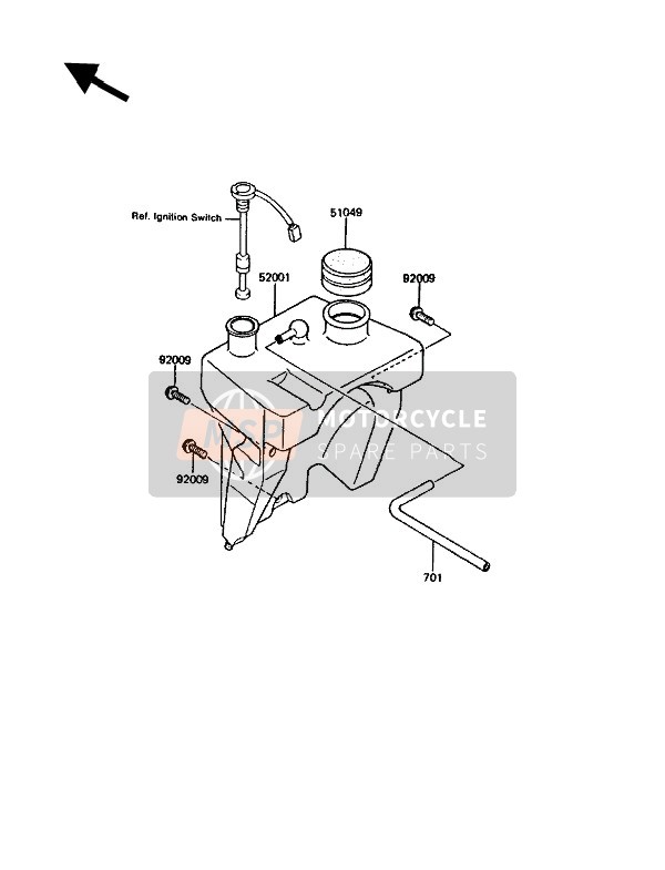 Kawasaki KMX125 1990 Serbatoio dell'olio per un 1990 Kawasaki KMX125