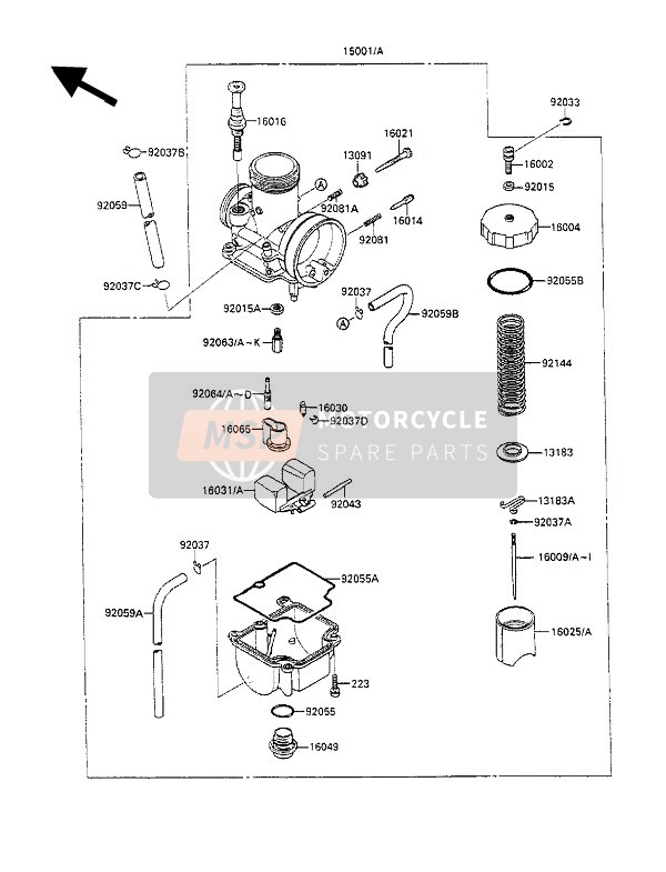 Kawasaki KX100 1990 Carburettor for a 1990 Kawasaki KX100