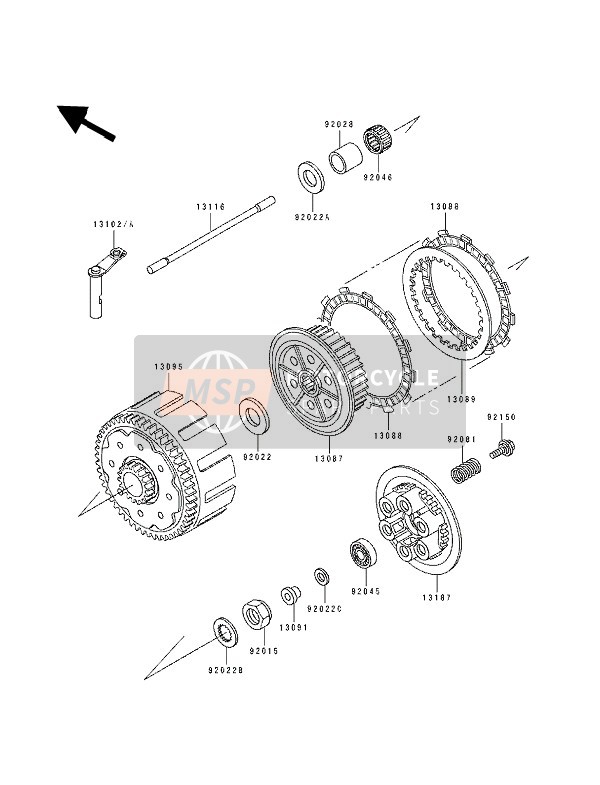 Kawasaki KX500 1990 Clutch for a 1990 Kawasaki KX500