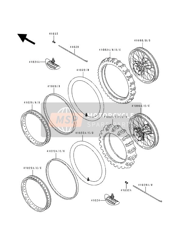 410291204, SPOKE-INNER,Rr,202MMX160D, Kawasaki, 2