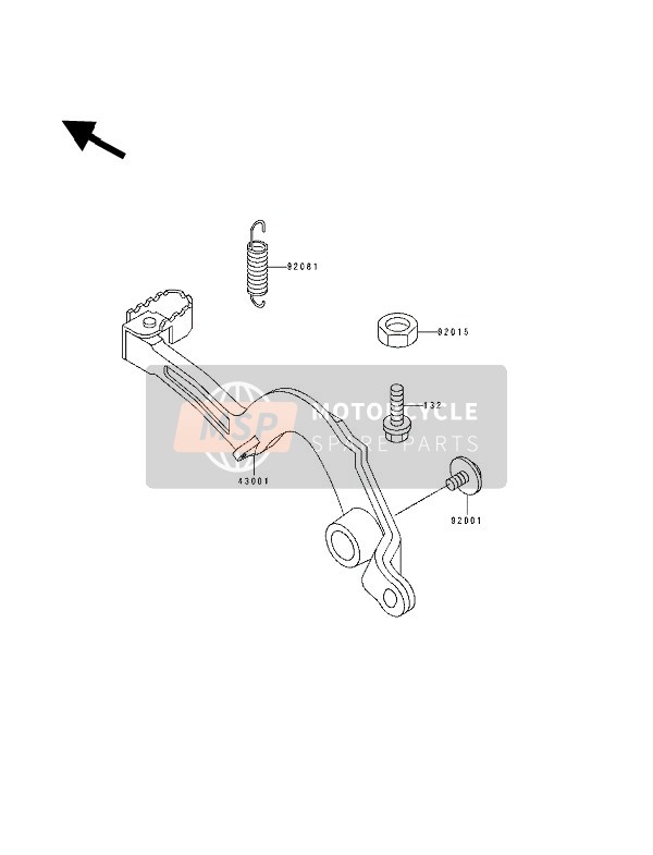 Kawasaki KX500 1990 Brake Pedal for a 1990 Kawasaki KX500