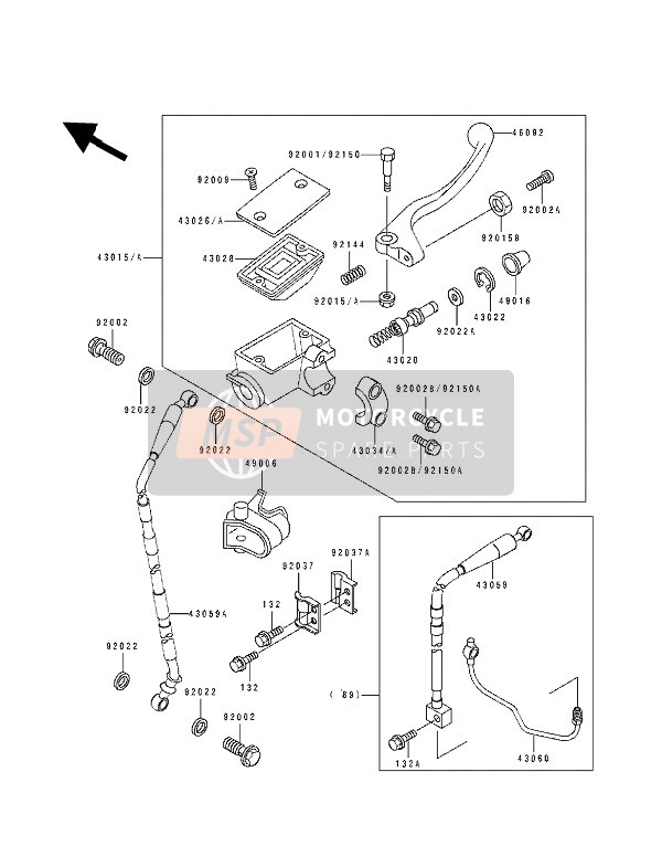 Kawasaki KX500 1990 Front Master Cylinder for a 1990 Kawasaki KX500