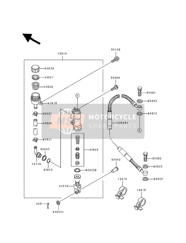 Kawasaki KDX200 1991 Rear Master Cylinder for a 1991 Kawasaki KDX200