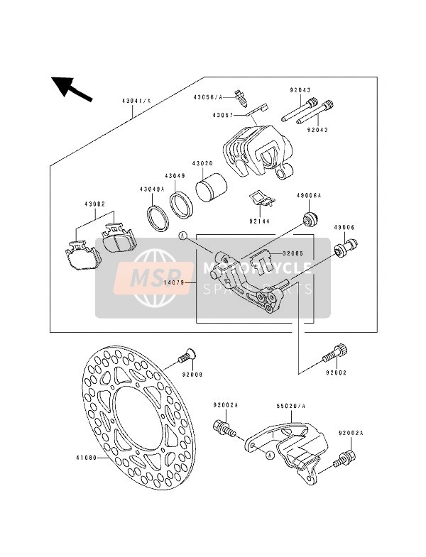 430411532, CALIPER-ASSY,Rr, Kawasaki, 1