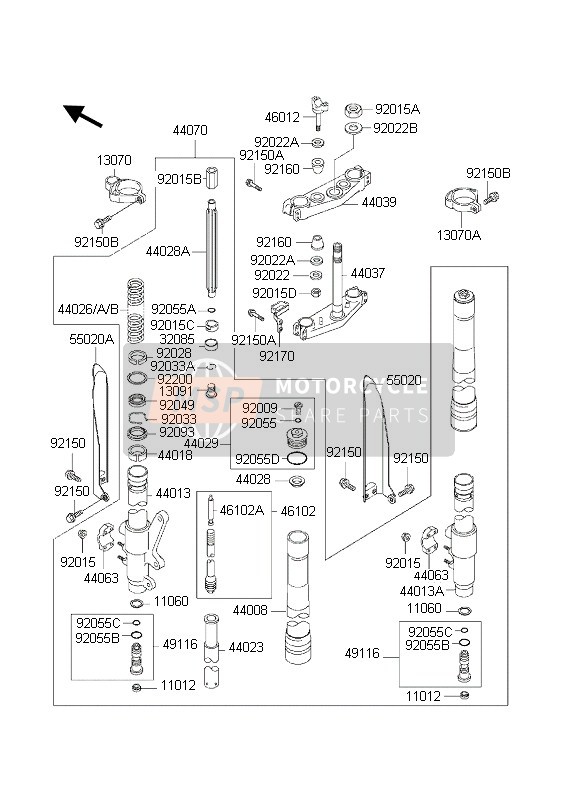 440281100, GUIDE-FORK Spring, Kawasaki, 0