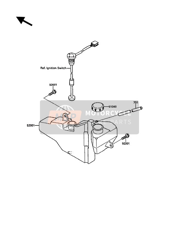 Kawasaki KR-1 1991 Tanque de aceite para un 1991 Kawasaki KR-1