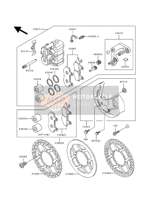 Kawasaki KX125 1991 BREMSSATTEL VORNE für ein 1991 Kawasaki KX125