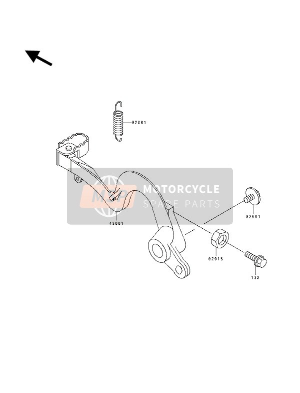 Kawasaki KX250 1991 Brake Pedal for a 1991 Kawasaki KX250
