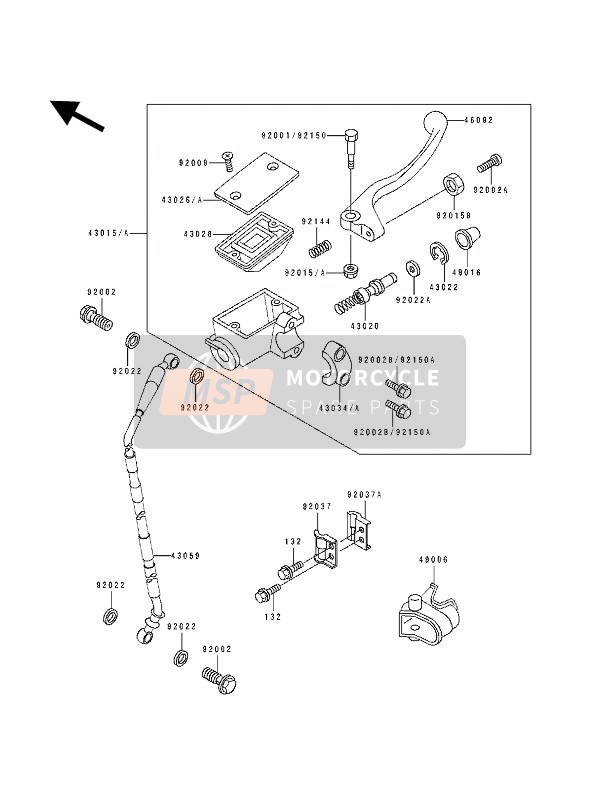 Kawasaki KX250 1991 Front Master Cylinder for a 1991 Kawasaki KX250