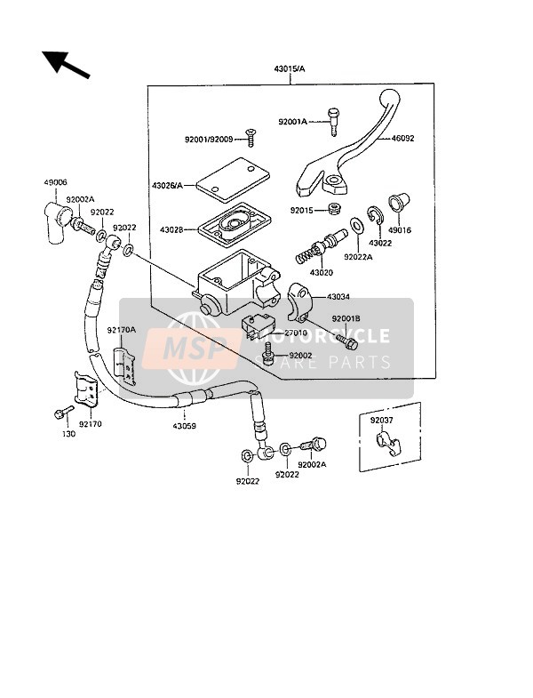 430261074, Deksel, Kawasaki, 1