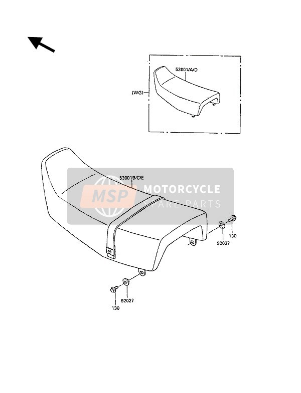 Kawasaki KLR250 1992 Seat for a 1992 Kawasaki KLR250