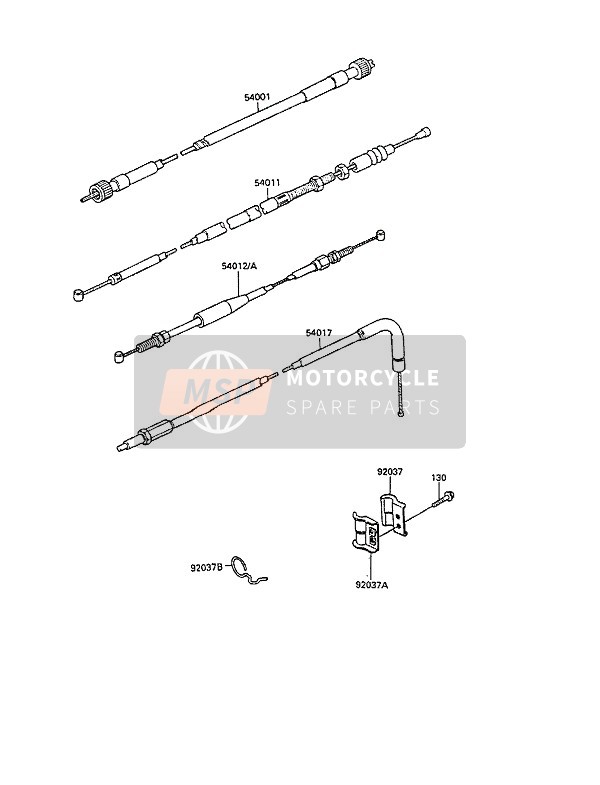 Kawasaki KLR250 1992 Cable para un 1992 Kawasaki KLR250