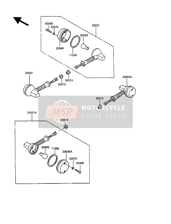 Kawasaki KLR250 1992 BLINKER für ein 1992 Kawasaki KLR250