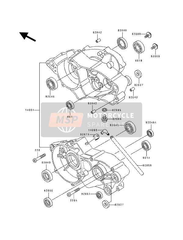 Kawasaki KX60 1992 Crankcase for a 1992 Kawasaki KX60