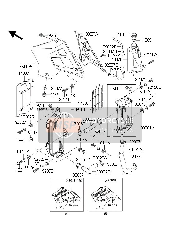 Kawasaki KDX200 2003 Radiator for a 2003 Kawasaki KDX200