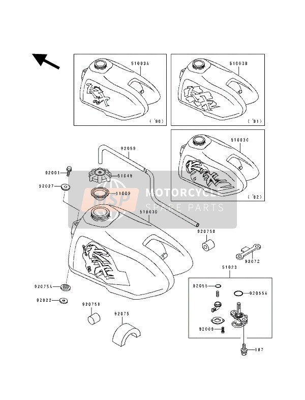 Kawasaki KX60 1992 Fuel Tank for a 1992 Kawasaki KX60