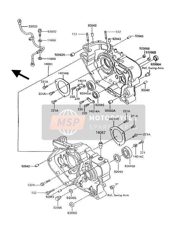 Kawasaki KLR600 1992 Crankcase for a 1992 Kawasaki KLR600