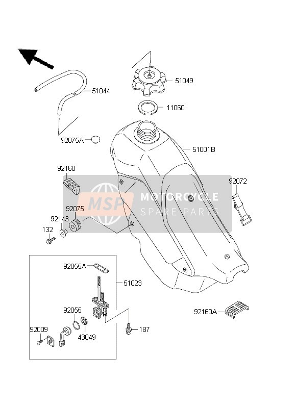 Kawasaki KDX200 2003 Fuel Tank for a 2003 Kawasaki KDX200