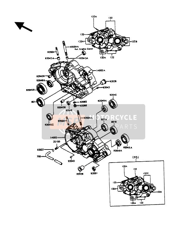 Kawasaki KMX125 1992 Crankcase for a 1992 Kawasaki KMX125