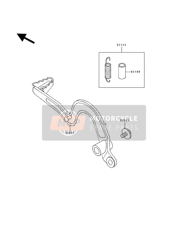 Kawasaki KDX125 1993 Brake Pedal for a 1993 Kawasaki KDX125