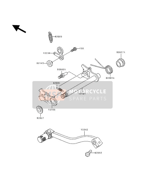 Kawasaki KX80 SW & LW 1993 Gear Change Mechanism for a 1993 Kawasaki KX80 SW & LW