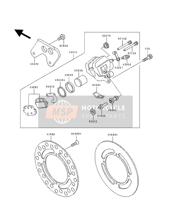 Kawasaki KX80 SW & LW 1993 Rear Caliper for a 1993 Kawasaki KX80 SW & LW