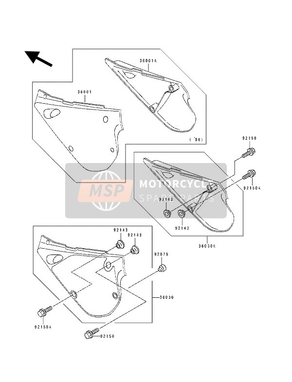 Kawasaki KX100 1993 Side Covers for a 1993 Kawasaki KX100