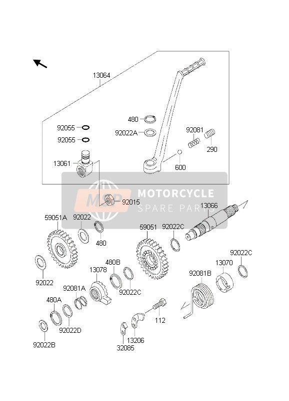 Kawasaki KDX200 2002 KICKSTARTER-MECHANISMUS für ein 2002 Kawasaki KDX200