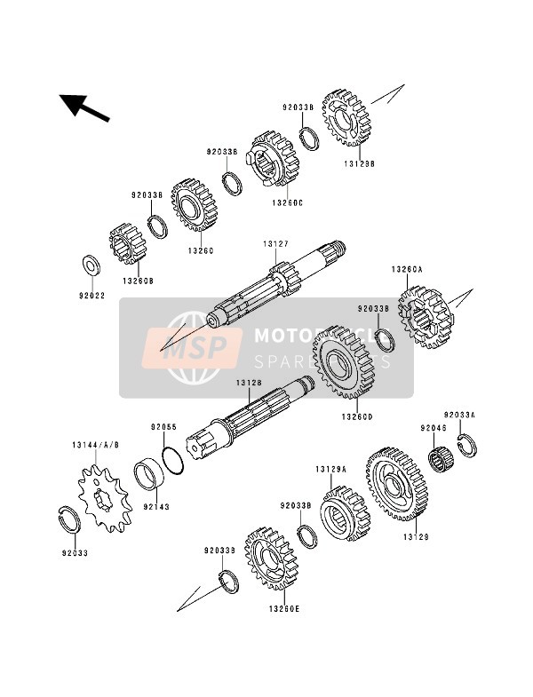 Kawasaki KX500 1993 Transmission for a 1993 Kawasaki KX500