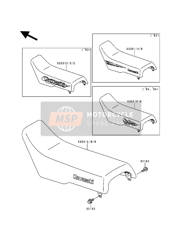 Kawasaki KX500 1993 Seat for a 1993 Kawasaki KX500