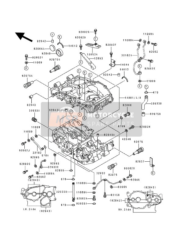 Kawasaki KLE500 1994 Crankcase for a 1994 Kawasaki KLE500