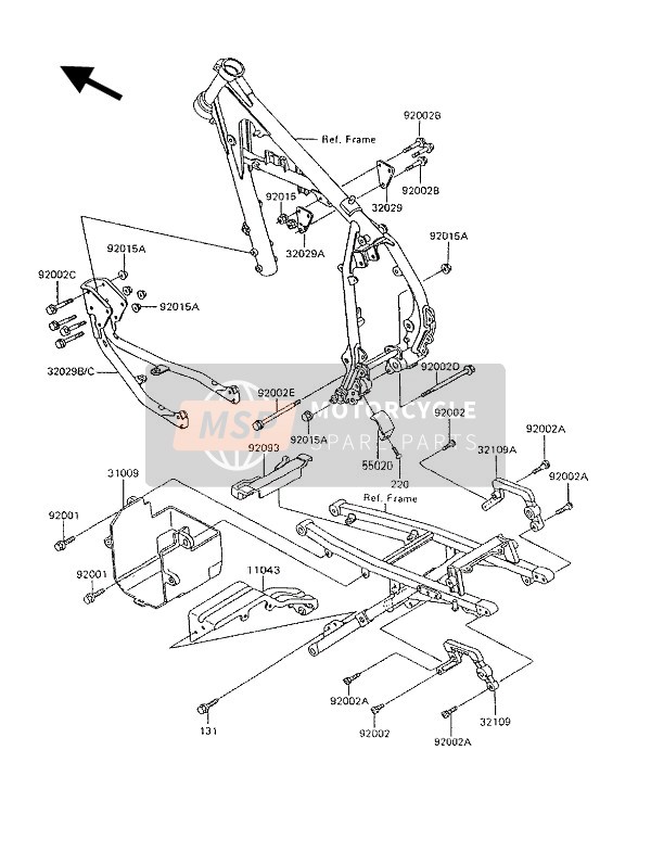 Kawasaki KLR600 1994 Raccords de cadre pour un 1994 Kawasaki KLR600