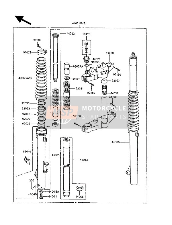 Kawasaki KLR600 1994 Forcella anteriore per un 1994 Kawasaki KLR600