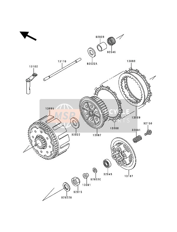 Kawasaki KX500 1994 Clutch for a 1994 Kawasaki KX500