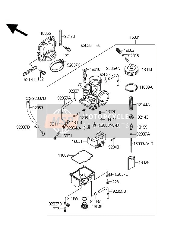 Kawasaki KDX200 1995 Carburettor for a 1995 Kawasaki KDX200