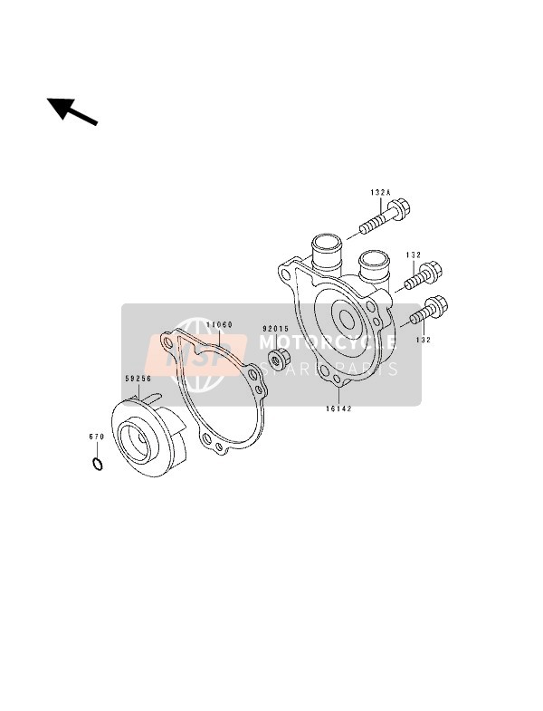 Kawasaki KLX250 1994 WASSERPUMPE für ein 1994 Kawasaki KLX250