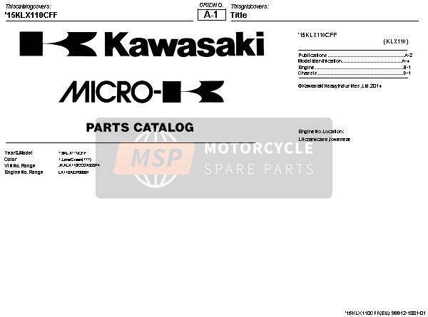 Kawasaki KLX110 2015 Title for a 2015 Kawasaki KLX110