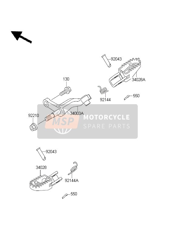 Kawasaki KLX300R 2003 Voetsteunen voor een 2003 Kawasaki KLX300R