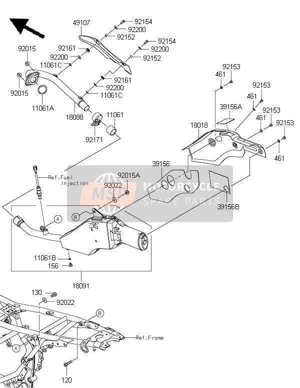 491070138, COVER-EXHAUST Pipe, Kawasaki, 0