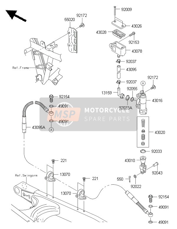 Kawasaki KLX250 2015 Rear Master Cylinder for a 2015 Kawasaki KLX250