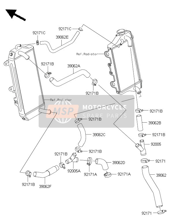 390620087, HOSE-COOLING,Rad.Rh LOW-FIT., Kawasaki, 1