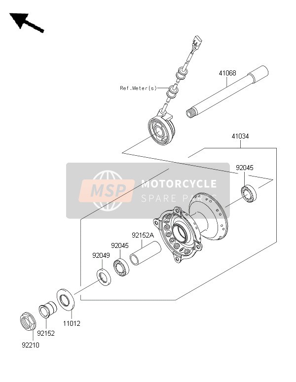 Kawasaki KLX450R  2015 Front Hub for a 2015 Kawasaki KLX450R 