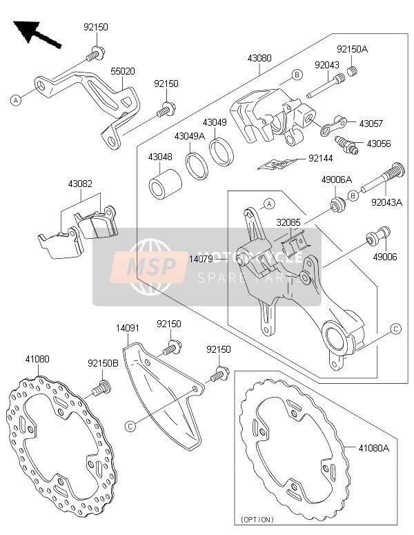 5502004586C, Guard,Rear Caliper,Ebony, Kawasaki, 0