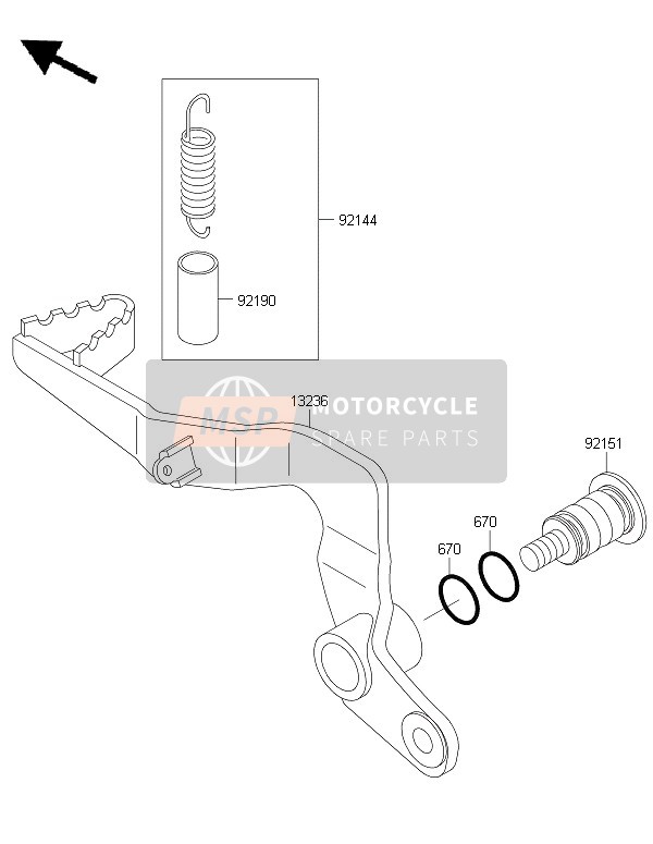 Kawasaki KX65 2015 Brake Pedal for a 2015 Kawasaki KX65