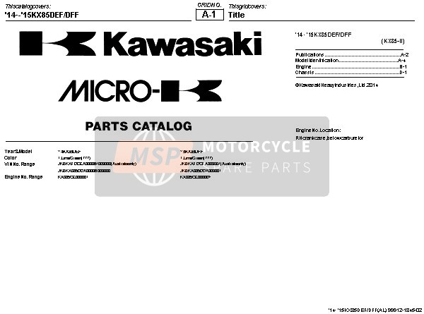 Kawasaki KX85-LW 2015 Title for a 2015 Kawasaki KX85-LW