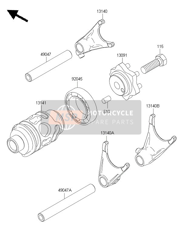 Kawasaki KX85-LW 2015 Gear Change Drum & Shift Fork(S) for a 2015 Kawasaki KX85-LW