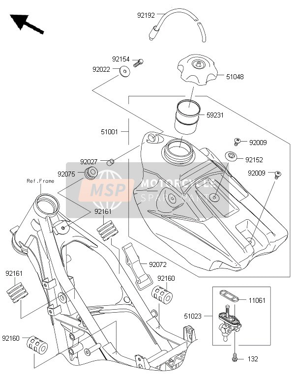 921611175, Damper,Fuel Tank, Kawasaki, 0