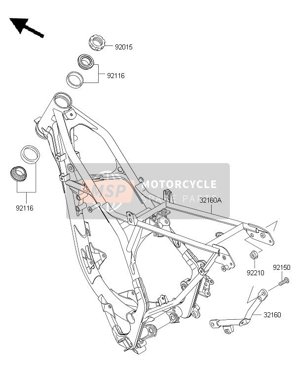 Kawasaki KX85-SW 2015 Frame voor een 2015 Kawasaki KX85-SW