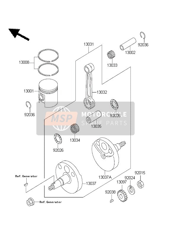 Kawasaki KX60 2003 Cigüeñal & Pistón para un 2003 Kawasaki KX60